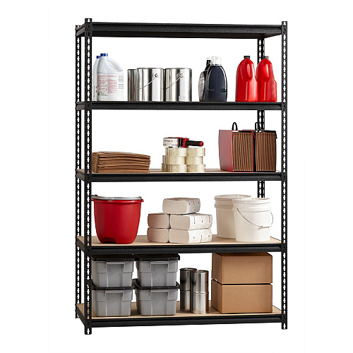 Lorell Iron Horse 2300 lb Capacity Riveted Shelving 5 Shelf(ves) - 72" Height x 48" Width x 18" Depth - 30% Recycled - Black - Steel, Particleboard - 1 Each (LLR59698)