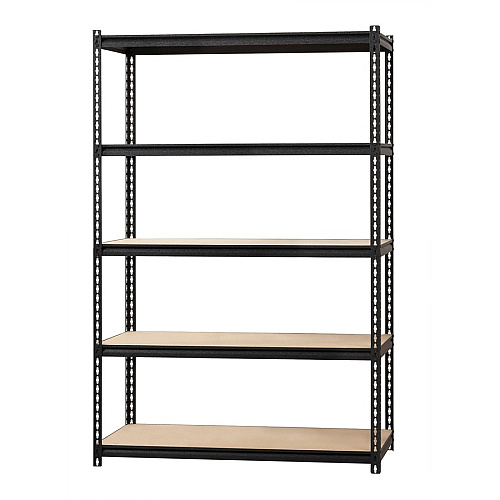 Lorell Iron Horse 2300 lb Capacity Riveted Shelving 5 Shelf(ves) - 72" Height x 48" Width x 18" Depth - 30% Recycled - Black - Steel, Particleboard - 1 Each (LLR59698)