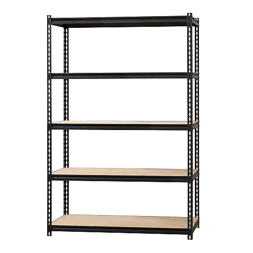 Lorell Iron Horse 2300 lb Capacity Riveted Shelving 5 Shelf(ves) - 72" Height x 48" Width x 18" Depth - 30% Recycled - Black - Steel, Particleboard - 1 Each (LLR59698)