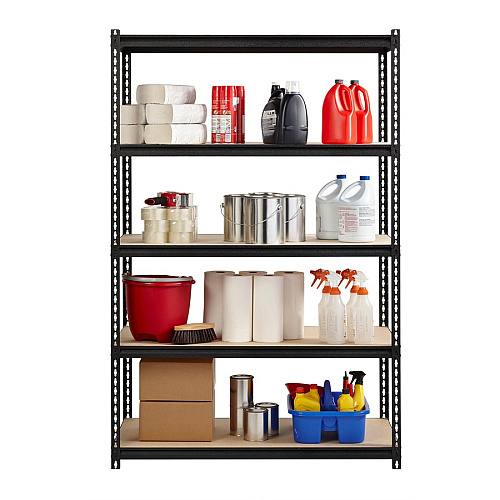 Lorell Iron Horse 2300 lb Capacity Riveted Shelving 5 Shelf(ves) - 72" Height x 48" Width x 18" Depth - 30% Recycled - Black - Steel, Particleboard - 1 Each (LLR59698)