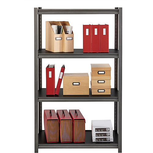 Lorell Iron Horse 3200 lb Capacity Riveted Shelving 4 Shelf(ves) - 60" Height x 36" Width x 18" Depth - 30% Recycled - Black - Steel, Laminate - 1 Each (LLR59700)