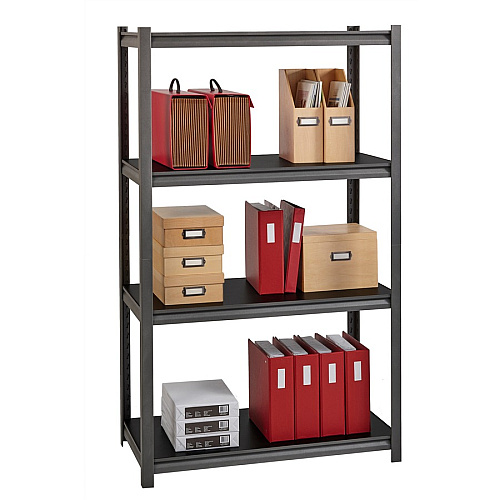 Lorell Iron Horse 3200 lb Capacity Riveted Shelving 4 Shelf(ves) - 60" Height x 36" Width x 18" Depth - 30% Recycled - Black - Steel, Laminate - 1 Each (LLR59700)