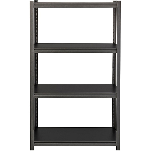Lorell Iron Horse 3200 lb Capacity Riveted Shelving 4 Shelf(ves) - 60" Height x 36" Width x 18" Depth - 30% Recycled - Black - Steel, Laminate - 1 Each (LLR59700)