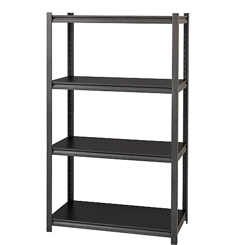Lorell Iron Horse 3200 lb Capacity Riveted Shelving 4 Shelf(ves) - 60" Height x 36" Width x 18" Depth - 30% Recycled - Black - Steel, Laminate - 1 Each (LLR59700)
