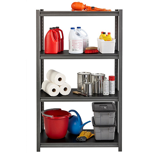 Lorell Iron Horse 3200 lb Capacity Riveted Shelving 4 Shelf(ves) - 60" Height x 36" Width x 18" Depth - 30% Recycled - Black - Steel, Laminate - 1 Each (LLR59700)
