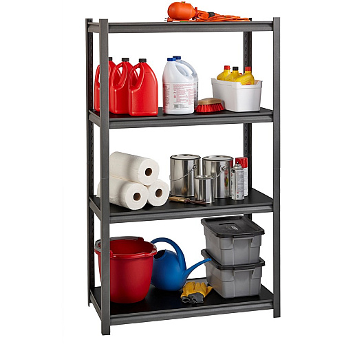 Lorell Iron Horse 3200 lb Capacity Riveted Shelving 4 Shelf(ves) - 60" Height x 36" Width x 18" Depth - 30% Recycled - Black - Steel, Laminate - 1 Each (LLR59700)
