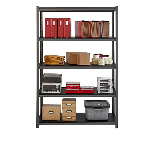 Lorell Iron Horse 3200 lb Capacity Riveted Shelving 5 Shelf(ves) - 72" Height x 48" Width x 24" Depth - 30% Recycled - Black - Steel, Laminate - 1 Each (LLR59703)