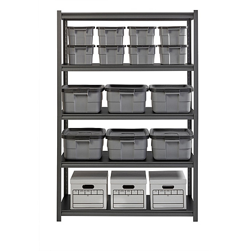 Lorell Iron Horse 3200 lb Capacity Riveted Shelving 5 Shelf(ves) - 72" Height x 48" Width x 24" Depth - 30% Recycled - Black - Steel, Laminate - 1 Each (LLR59703)