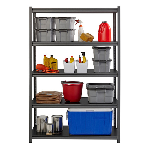 Lorell Iron Horse 3200 lb Capacity Riveted Shelving 5 Shelf(ves) - 72" Height x 48" Width x 24" Depth - 30% Recycled - Black - Steel, Laminate - 1 Each (LLR59703)