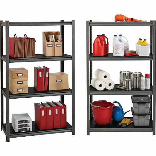Lorell Iron Horse 3200 lb Capacity Riveted Shelving 5 Shelf(ves) - 72" Height x 48" Width x 24" Depth - 30% Recycled - Black - Steel, Laminate - 1 Each (LLR59703)