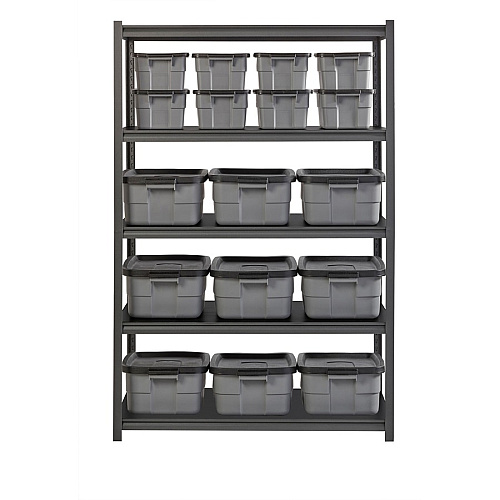 Lorell Iron Horse 3200 lb Capacity Riveted Shelving 5 Shelf(ves) - 72" Height x 48" Width x 24" Depth - 30% Recycled - Black - Steel, Laminate - 1 Each (LLR59703)