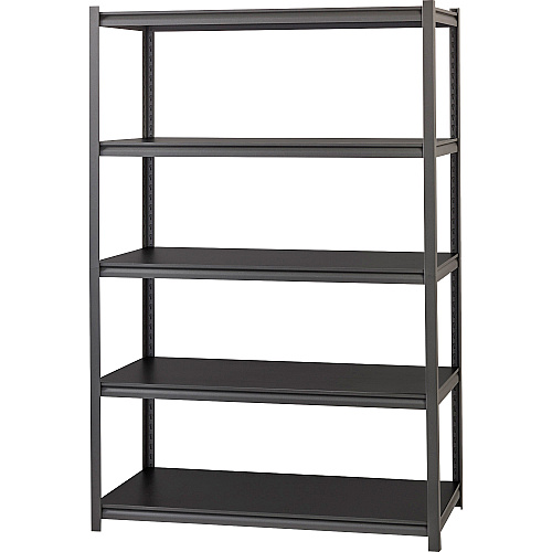 Lorell Iron Horse 3200 lb Capacity Riveted Shelving 5 Shelf(ves) - 72" Height x 48" Width x 24" Depth - 30% Recycled - Black - Steel, Laminate - 1 Each (LLR59703)