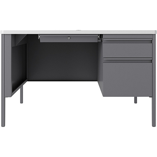 Lorell Fortress Series 48" Right-Pedestal Teachers Desk 29.5" Height x 48" Width x 30" DepthBox, File Drawer(s) - Single Pedestal on Right Side - T-mold Edge - Finish: Gray (LLR66940)