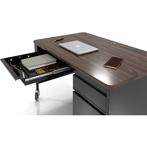 Lorell Fortress Series 48" Mobile Right-Pedestal Teachers Desk 29.5" Height x 48" Width x 30" DepthBox, File Drawer(s) - Single Pedestal on Right Side - T-mold Edge (LLR66943)