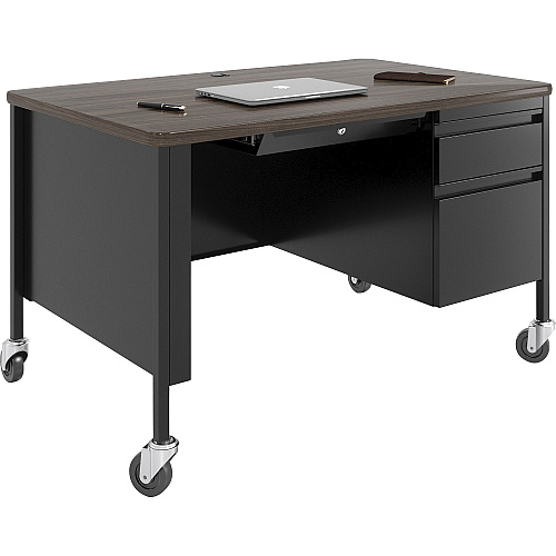 Lorell Fortress Series 48" Mobile Right-Pedestal Teachers Desk 29.5" Height x 48" Width x 30" DepthBox, File Drawer(s) - Single Pedestal on Right Side - T-mold Edge (LLR66943)