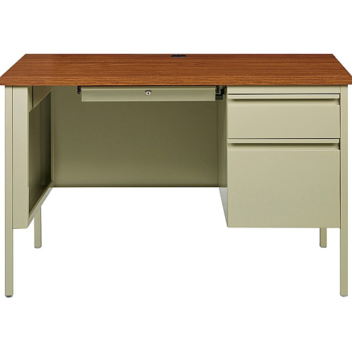 Lorell Fortress Series 45-1/2" Right Single-Pedestal Desk 29.5" Height x 45.5" Width x 24" Depth, x 1.1" Thickness Table TopBox, File Drawer(s) - Single Pedestal on Right Side - Square Edge (LLR66947)