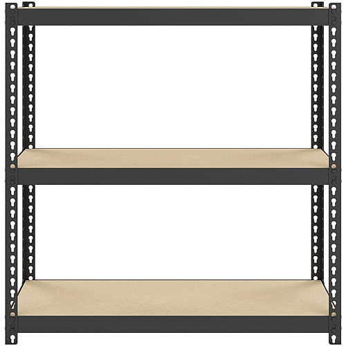 Lorell Narrow Riveted Shelving 3 Shelf(ves) - 30" Height x 30" Width x 12" Depth - 28% Recycled - Black - Steel - 1 Each (LLR66962)