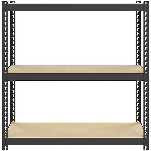 Lorell Narrow Riveted Shelving 3 Shelf(ves) - 30" Height x 30" Width x 12" Depth - 28% Recycled - Black - Steel - 1 Each (LLR66962)