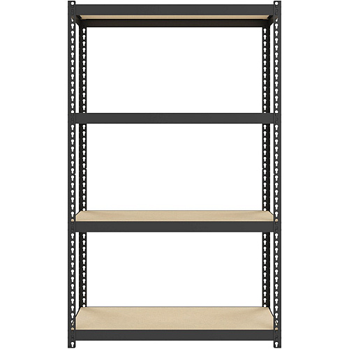 Lorell Narrow Riveted Shelving 4 Shelf(ves) - 48" Height x 30" Width x 12" Depth - 28% Recycled - Black - Steel - 1 Each (LLR66963)