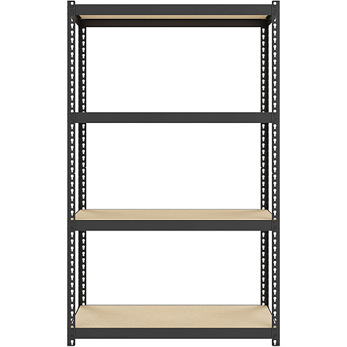 Lorell Narrow Riveted Shelving 4 Shelf(ves) - 48" Height x 30" Width x 12" Depth - 28% Recycled - Black - Steel - 1 Each (LLR66963)