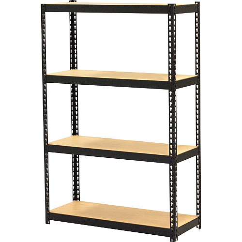 Lorell Narrow Riveted Shelving 4 Shelf(ves) - 48" Height x 30" Width x 12" Depth - 28% Recycled - Black - Steel - 1 Each (LLR66963)