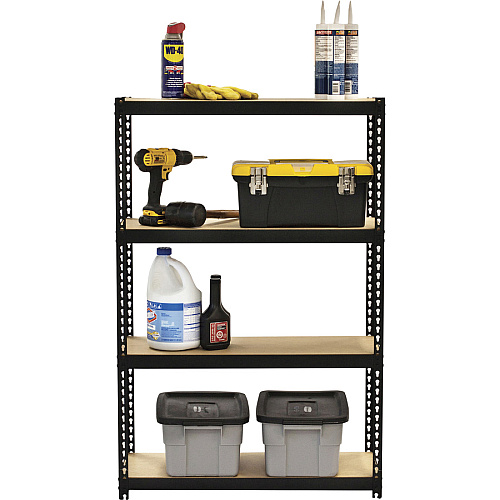 Lorell Narrow Riveted Shelving 4 Shelf(ves) - 48" Height x 30" Width x 12" Depth - 28% Recycled - Black - Steel - 1 Each (LLR66963)