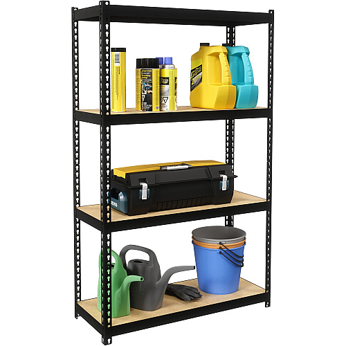 Lorell Narrow Riveted Shelving 4 Shelf(ves) - 48" Height x 30" Width x 12" Depth - 28% Recycled - Black - Steel - 1 Each (LLR66963)