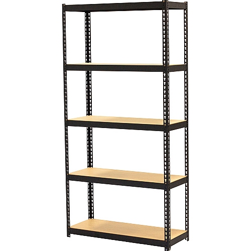 Lorell Narrow Riveted Shelving 5 Shelf(ves) - 60" Height x 30" Width x 12" Depth - 28% Recycled - Black - Steel - 1 Each (LLR66964)