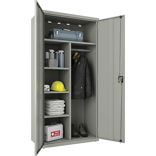 Lorell Fortress Series Wardrobe Cabinet 18" Length x 36" Width x 72" Height - 2 x Door(s) - Locking Door - Gray - Steel - Recycled (LLR66967)