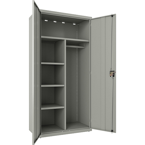 Lorell Fortress Series Wardrobe Cabinet 18" Length x 36" Width x 72" Height - 2 x Door(s) - Locking Door - Gray - Steel - Recycled (LLR66967)
