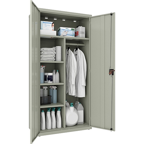 Lorell Fortress Series Wardrobe Cabinet 18" Length x 36" Width x 72" Height - 2 x Door(s) - Locking Door - Gray - Steel - Recycled (LLR66967)