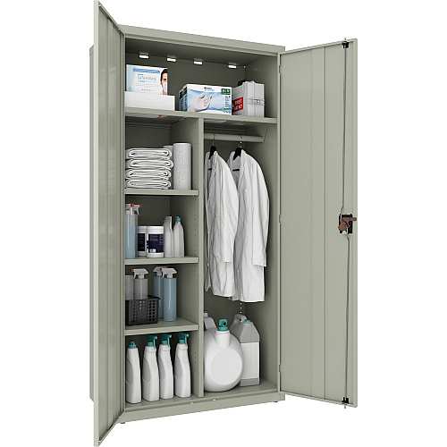 Lorell Fortress Series Wardrobe Cabinet 18" Length x 36" Width x 72" Height - 2 x Door(s) - Locking Door - Gray - Steel - Recycled (LLR66967)