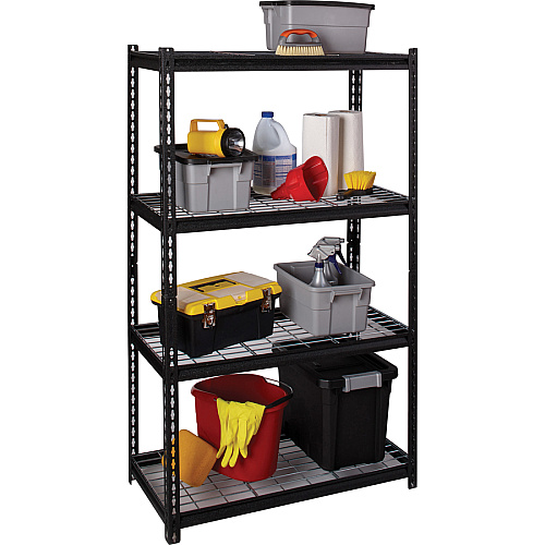 Lorell Wire Deck Shelving 4 Shelf(ves) - 60" Height x 36" Width x 18" Depth - 30% Recycled - Black - Steel - 1 Each (LLR99928)