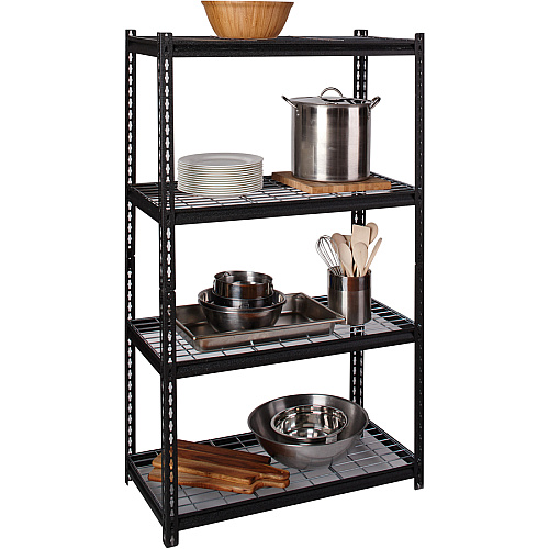 Lorell Wire Deck Shelving 4 Shelf(ves) - 60" Height x 36" Width x 18" Depth - 30% Recycled - Black - Steel - 1 Each (LLR99928)
