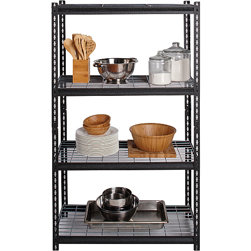Lorell Wire Deck Shelving 4 Shelf(ves) - 60" Height x 36" Width x 18" Depth - 30% Recycled - Black - Steel - 1 Each (LLR99928)