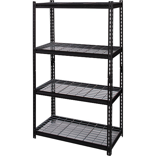 Lorell Wire Deck Shelving 4 Shelf(ves) - 60" Height x 36" Width x 18" Depth - 30% Recycled - Black - Steel - 1 Each (LLR99928)
