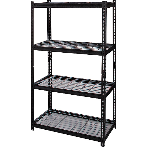 Lorell Wire Deck Shelving 4 Shelf(ves) - 60" Height x 36" Width x 18" Depth - 30% Recycled - Black - Steel - 1 Each (LLR99928)