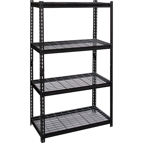 Lorell Wire Deck Shelving 4 Shelf(ves) - 60" Height x 36" Width x 18" Depth - 30% Recycled - Black - Steel - 1 Each (LLR99928)
