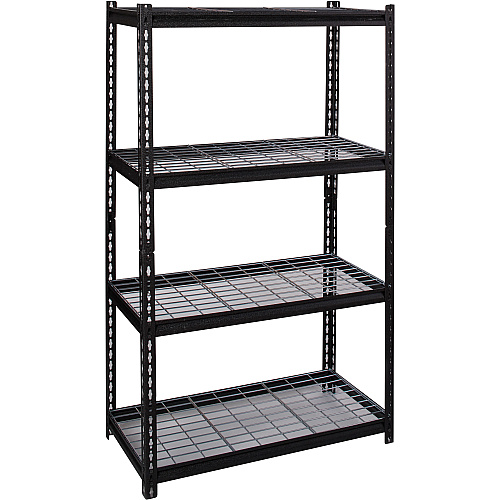 Lorell Wire Deck Shelving 4 Shelf(ves) - 60" Height x 36" Width x 18" Depth - 30% Recycled - Black - Steel - 1 Each (LLR99928)