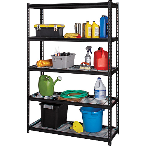 Lorell Wire Deck Shelving 5 Shelf(ves) - 72" Height x 48" Width x 18" Depth - 28% Recycled - Black - Steel - 1 Each (LLR99930)