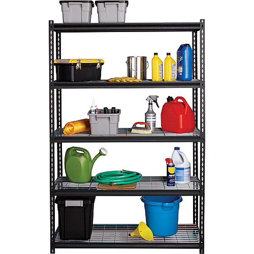 Lorell Wire Deck Shelving 5 Shelf(ves) - 72" Height x 48" Width x 18" Depth - 28% Recycled - Black - Steel - 1 Each (LLR99930)