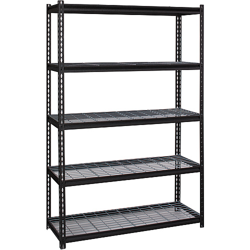 Lorell Wire Deck Shelving 5 Shelf(ves) - 72" Height x 48" Width x 18" Depth - 28% Recycled - Black - Steel - 1 Each (LLR99930)