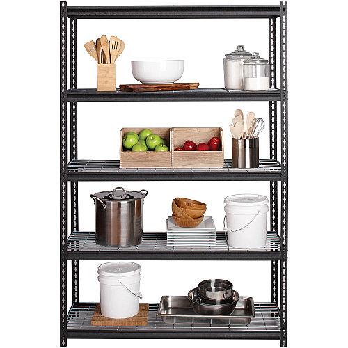 Lorell Wire Deck Shelving 5 Shelf(ves) - 72" Height x 48" Width x 18" Depth - 28% Recycled - Black - Steel - 1 Each (LLR99930)