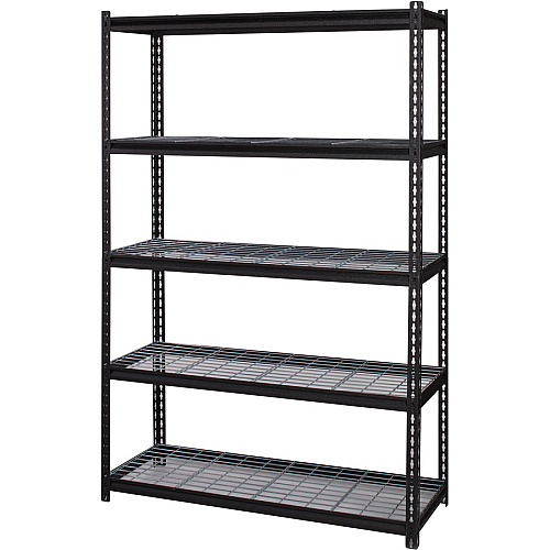 Lorell Wire Deck Shelving 5 Shelf(ves) - 72" Height x 48" Width x 18" Depth - 28% Recycled - Black - Steel - 1 Each (LLR99930)