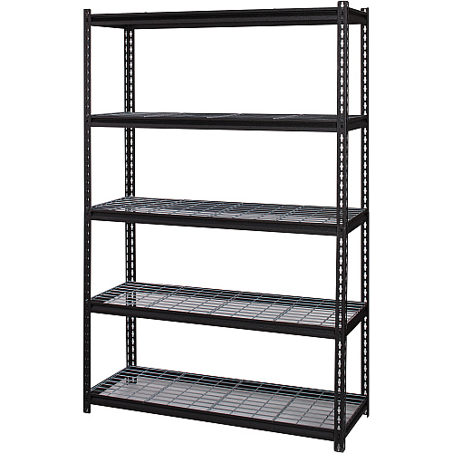 Lorell Wire Deck Shelving 5 Shelf(ves) - 72" Height x 48" Width x 18" Depth - 28% Recycled - Black - Steel - 1 Each (LLR99930)