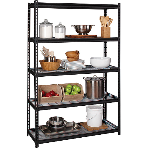 Lorell Wire Deck Shelving 5 Shelf(ves) - 72" Height x 48" Width x 18" Depth - 28% Recycled - Black - Steel - 1 Each (LLR99930)