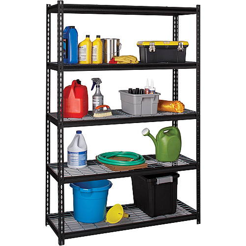 Lorell Wire Deck Shelving 5 Shelf(ves) - 72" Height x 48" Width x 18" Depth - 28% Recycled - Black - Steel - 1 Each (LLR99930)