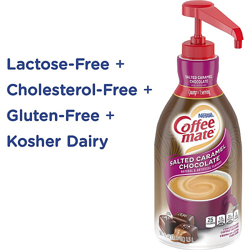Coffee-mate Coffee mate Salted Caramel Chocolate Liquid Coffee Creamer Pump Bottle Salted Caramel Chocolate Flavor - 50.70 fl oz (1.50 L) - 600 Serving - 2 / Carton (79976CT)