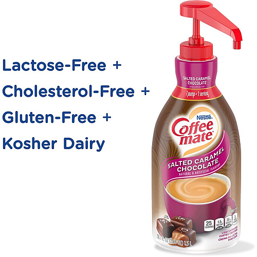 Coffee-mate Coffee mate Salted Caramel Chocolate Liquid Coffee Creamer Pump Bottle Salted Caramel Chocolate Flavor - 50.70 fl oz (1.50 L) - 600 Serving - 2 / Carton (79976CT)