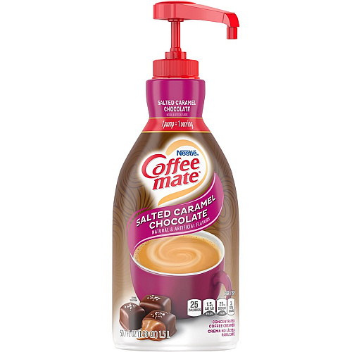 Coffee-mate Coffee mate Salted Caramel Chocolate Liquid Coffee Creamer Pump Bottle Salted Caramel Chocolate Flavor - 50.70 fl oz (1.50 L) - 600 Serving - 2 / Carton (79976CT)